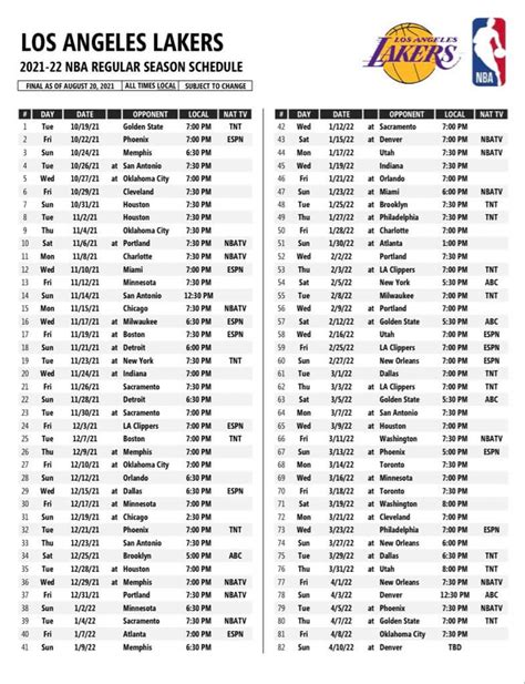 lakers roster 2021 schedule.